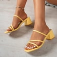 thumbnail image 5 of pwidon Women's Block Heel Slide Sandals Square Open Toe Multi Thin Strap Slip On Dress Casual Mules Yellow 8, 5 of 5