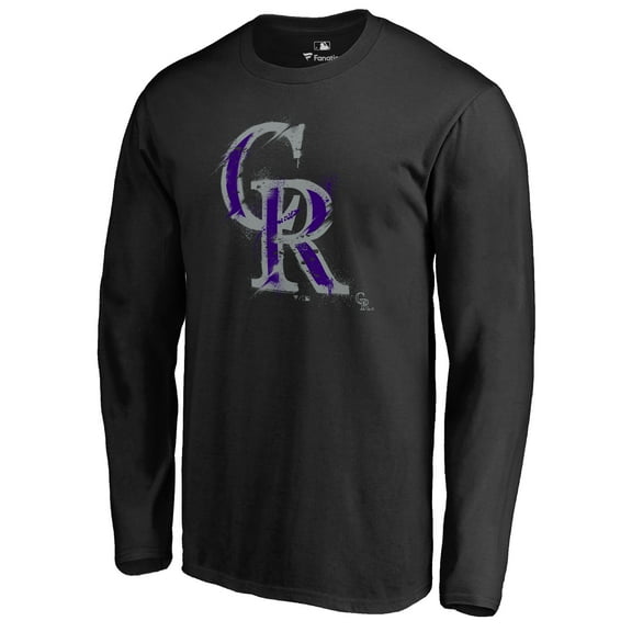 Men's Black Colorado Rockies Splatter Logo Long Sleeve T-Shirt