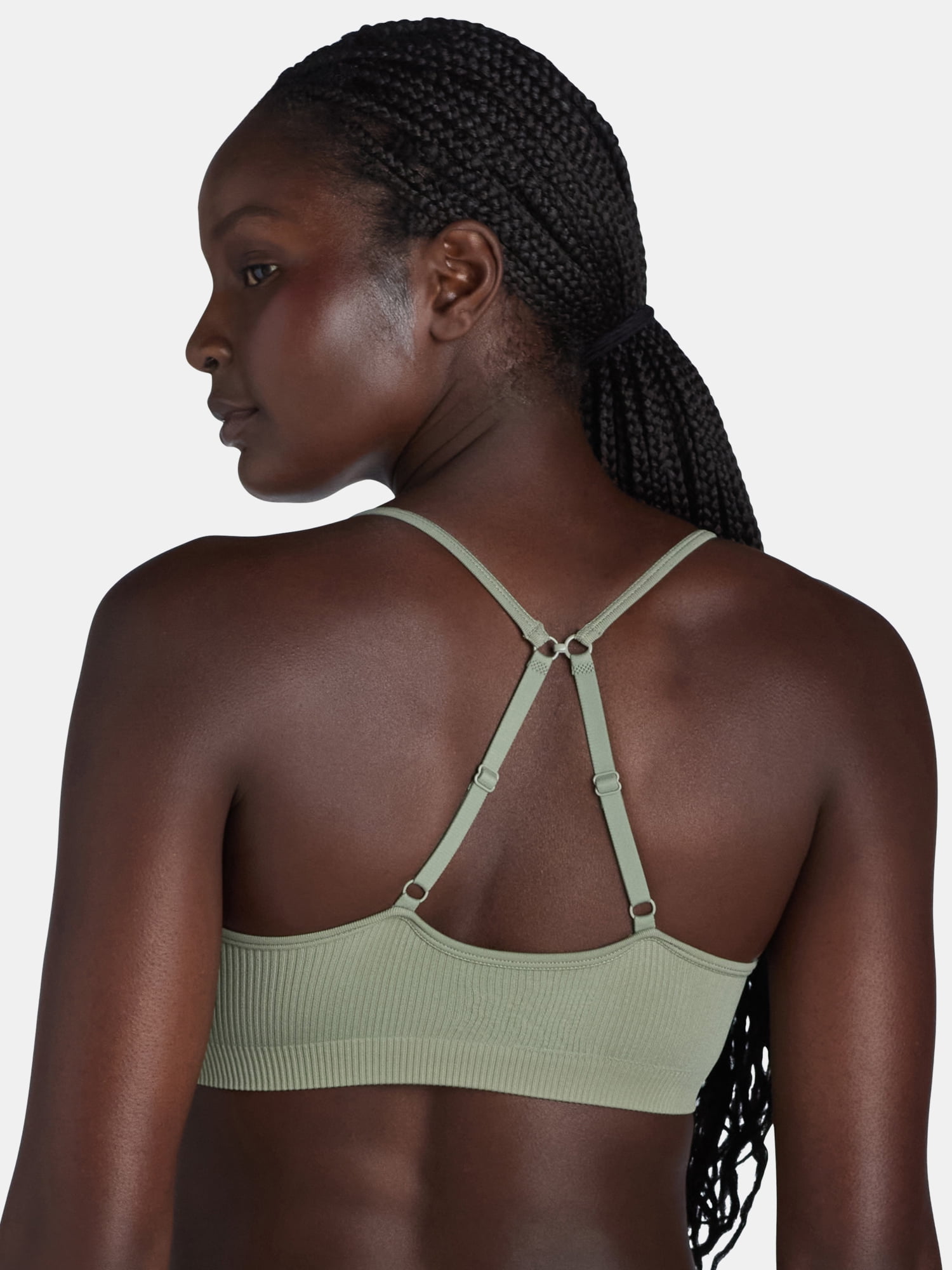 No Boundaries Women's Seamless Ribbed Triangle Bralette, Sizes XS-3XL
