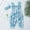 Blue, variant on Shldybc Newborn Baby Girls Clothes Flower Print Jumpsuit Cute Bloomers Romper Playsuit Headband Outfits