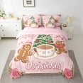 thumbnail image 2 of Manfei Girls Merry Christmas Twin Bedding Sets 7 Pieces, Gingerbread Xmas Tree Bedding Comforter Set, Pink Rose Blossom Snowflake Sheet Sets, Ultra Soft Home Decor, 2 of 8