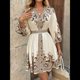 thumbnail image 4 of Vestido Mini Informal con Cuello en V, Estampado Floral, Mangas Farol y Botones para Mujer. Albaricoque M, 4 of 7