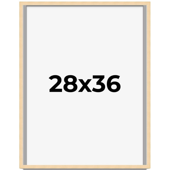 28x36 Frame Natural Wood Picture Frame | 0.75 Inch Moulding Width | with UV Acrylic Plexiglass,