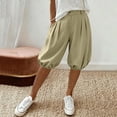 thumbnail image 2 of Vhkiploz Summer Board Shorts for Women's Pleated Everyday Bermuda Shorts Solid Color Beachwear Elastic Hem Wide Leg Running Shorts, 2 of 9
