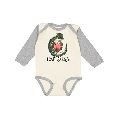 

Inktastic Anti-Valentine s Love Skinks Cute Pun Crocodile Skink Lizard Gift Baby Boy or Baby Girl Long Sleeve Bodysuit