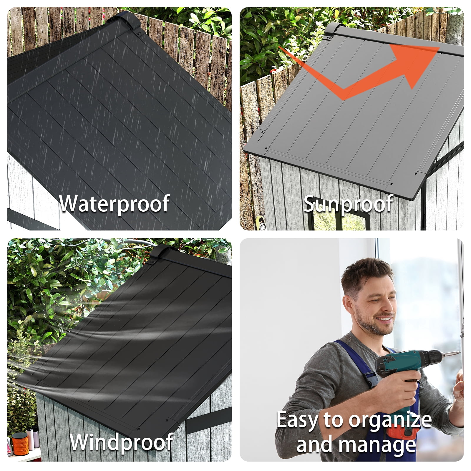 ZYJOYY 5.3'x3.4' Plastic Outdoor Storage Shed with Floor & Window, Resin Garden Tool Shed for Backyard