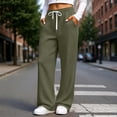 thumbnail image 5 of ZHYou No Boundarie Pants for Women Waffle Knit Drawstring High Waist Wide Leg Baggy Fit Casual Trousers with Pockets,Army Green,Size XL, 5 of 7