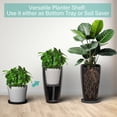 thumbnail image 4 of FIASON 2 Pack 21 Inch Dark Brown Brushed Tall Planters, 6.5 Gallon Tapered Plastic Plant Pots with Drainage, Mesh Screens & 2-in-1 Shelf Saucers, Indoor Outdoor Porch Patio Garden, 4 of 7