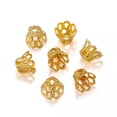 thumbnail image 4 of U8MO 200pcs Flower Bead Caps 9X7mm Filigree Flower Tassel Bead End Caps for Crafts-Golden, 4 of 8