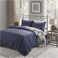 thumbnail image 2 of JERFIT Reversible King Quilt Set 3-Piece, Lodge Style Cabin Bedding, Green Navy Plaid Patchwork Print, Ultra Soft Microfiber, Machine Washable, 2 of 10