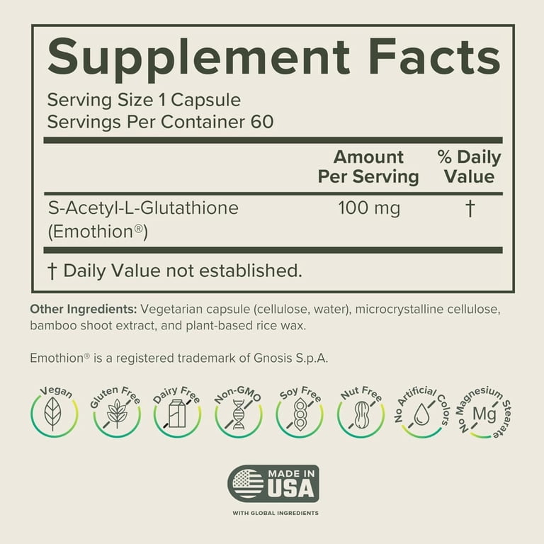 emothion glutathione Prominent Nutrition S-Acetyl L-Glutathione Supplement