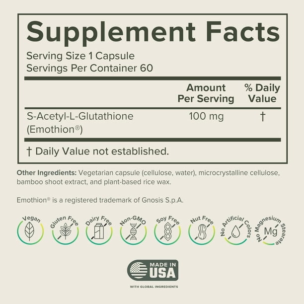 s acetyl glutathione emothion Prominent Nutrition S-Acetyl L-Glutathione Supplement