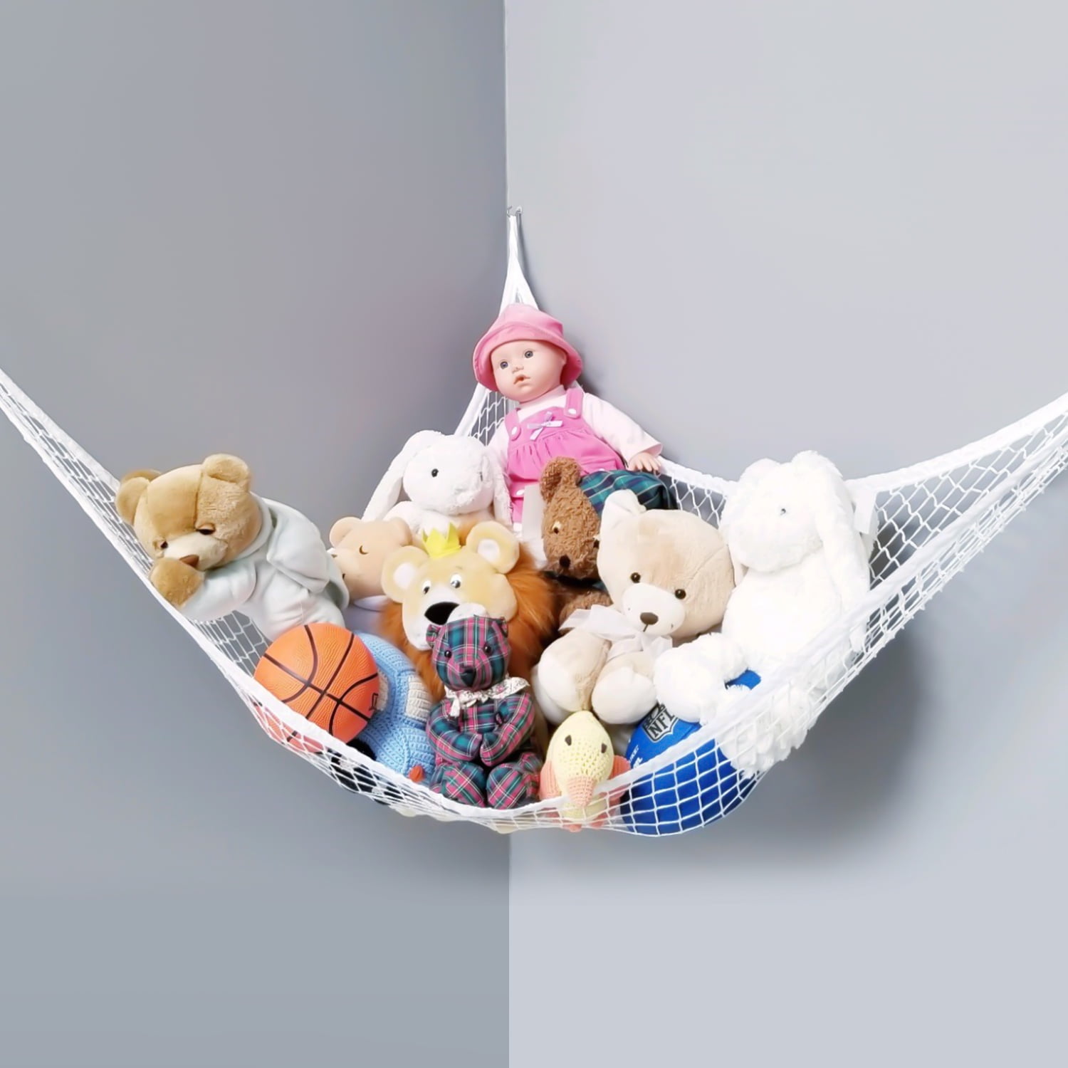 Jumbo Toy Hammock For Stuffed Animals Durable Plush Toys White Large 