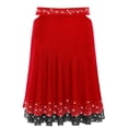 thumbnail image 4 of Sholeno Women's Latin Dance Skirt Elastic Waistband Irregular Pleated Mini Skirt Ballroom Dancewear Red XXL, 4 of 5