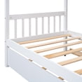 thumbnail image 6 of Twin Size House Bed with Twin Size Trundle, Solid Wood Bed Frame with Roof Headboard and Footboard, Playhouse Bed for Kids Boys Girls, White, 6 of 7