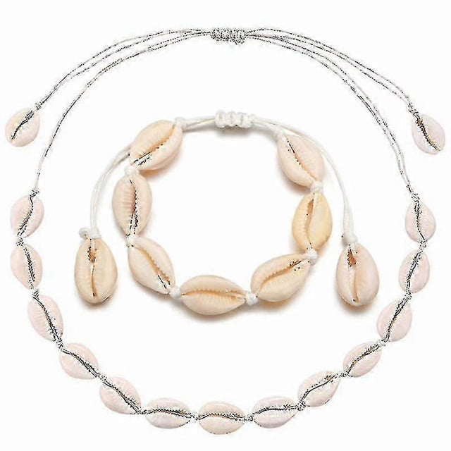 2026 Shell Choker Necklace Seashell Necklace Adjustable Shell Necklace Bracelets Set Hawaiian Jewelry For Women Men Girls