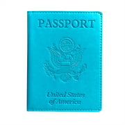 PU Leather Passport and Vaccine Card Holder Passport Holder With Vaccine Card,Leather Card Protector,Blue