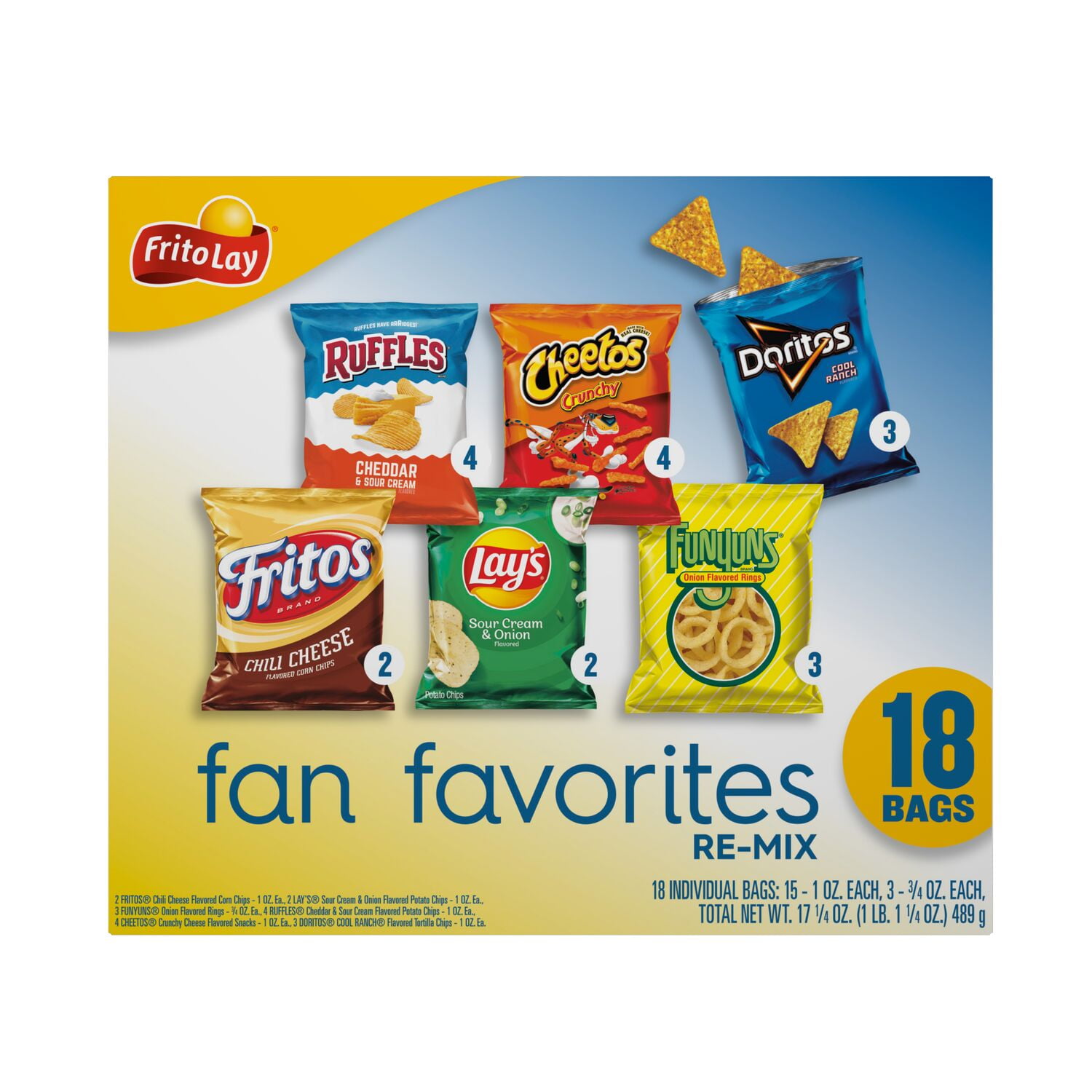 Frito Lay Snacks Fan Favorites Re-Mix Variety Pack, 17.25 oz, 18 Count