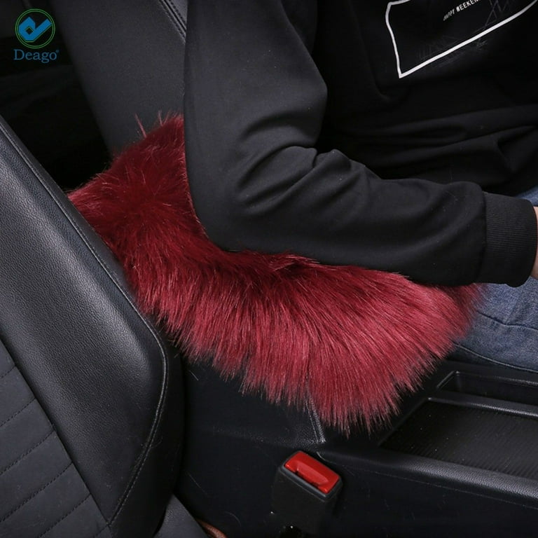 Deago Auto Center Console Pad Furry Sheepskin Wool Car