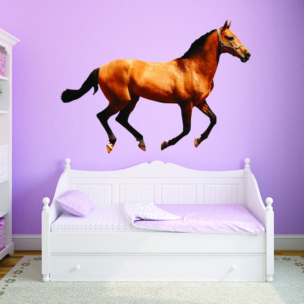Personalised Horse Cartoon Wall Sticker Girls Bedroom Decal Equine Art Pony Ride 