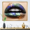 thumbnail image 2 of Designart 'Woman Lips With Green Lipstick & Teeth' Modern Framed Canvas Wall Art Print, 2 of 5