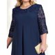 thumbnail image 3 of Vestido de con Bordado Floral y 1/2 para Invitada de Boda, Talla Grande, para Mujer. Azul Marino 1XL, 3 of 6