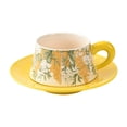thumbnail image 1 of Taza de té y platillo de cerámica con cuchara, elegante juego de tazas de café, juego de tazas de té florales para , café , regalo, 1 of 8