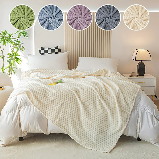 Manta de franela de color liso - 78,74x47,24 pulgadas - manta de terciopelo suave de forro polar para sofá y cama - morado, gris, verde, blanco, azul