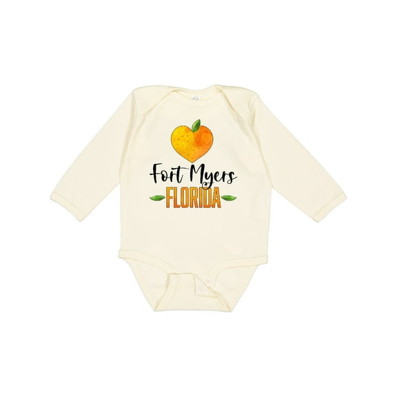 Inktastic Fort Myers Florida Orange in Heart Boys or Girls Long Sleeve Baby Bodysuit