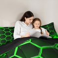 thumbnail image 4 of Manfei Geometric Honeycomb Bedding Comforter Set 7 Pieces for Boys, Green Black Queen Bedding Sets, Neon Gradient Hexagon Queen Sheet Sets, Breathable Home Decor, 4 of 8