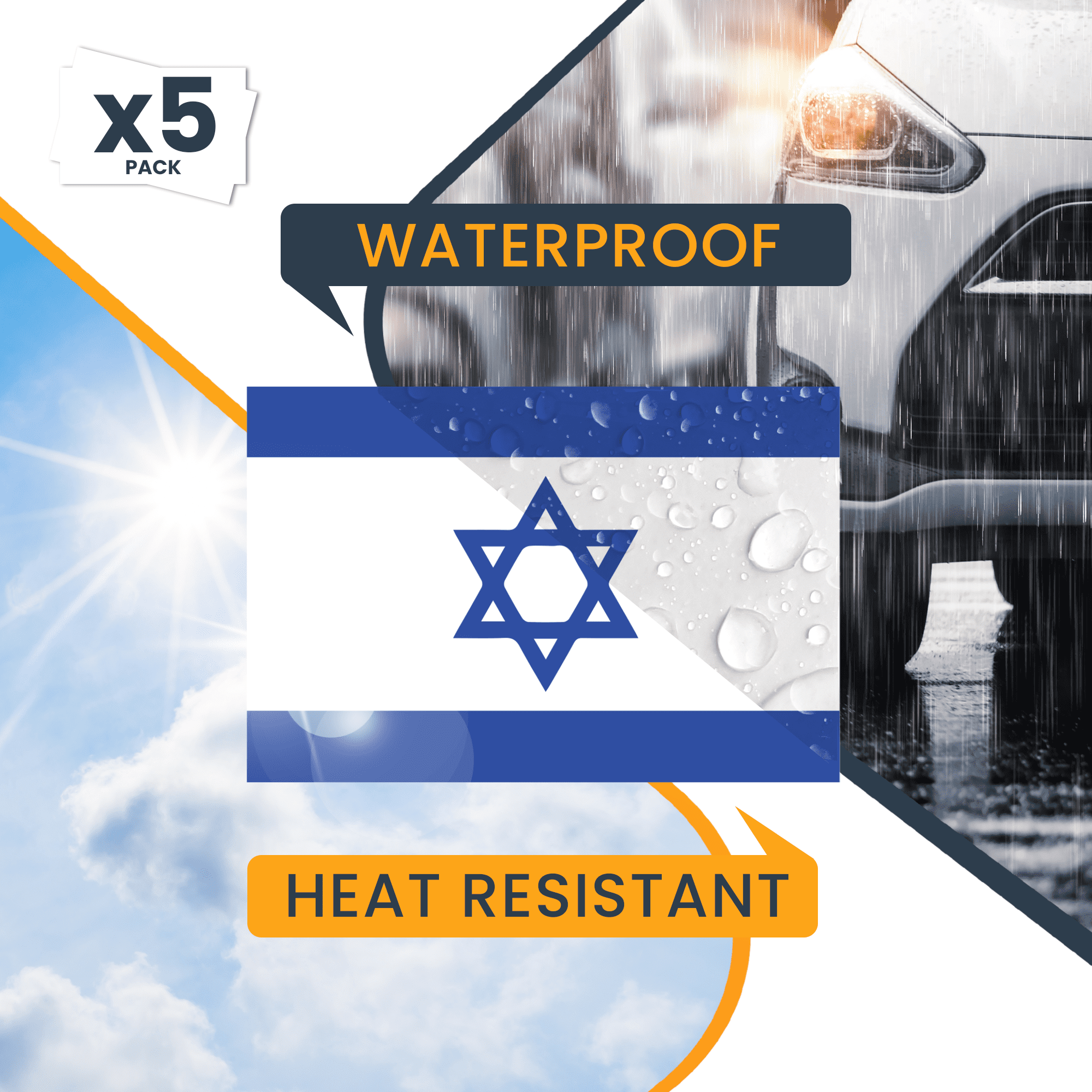 Magnet Me Up Israel Israeli Flag Magnet Decal, 4x6 Inches, 5 Pack, BLU and WHT