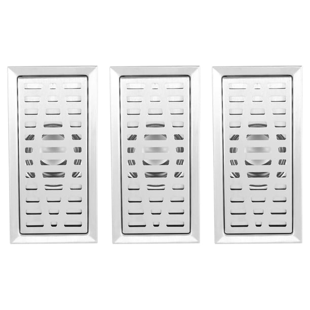 3X Ducha de Baño de Acero Inoxidable de Gran Tráfico Piso Cuadrado Rejilla de Desechos Sanitario 20cm X10cm