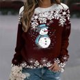 thumbnail image 1 of Pntutb Mujer Otoño e Invierno Casual Navidad Muñeco de nieve Impreso Cuello redondo Manga larga Jersey Blusa Sudadera tops Pntutb Pntutb-3965, 1 of 7
