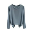 thumbnail image 5 of SELONE Undershirts Long Sleeve Women Thermal T-Shirt Crewneck Pullover Soild Tight Bottom Home Clothes Blue, 5 of 8