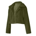 thumbnail image 5 of SEAOPEN Womens Faux Fur Coat Fleece Cropped Jacket Long Sleeve Fur Coats Warm Winter Jackets Today Army Green,S, 5 of 6