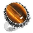 thumbnail image 1 of 925 Sterling Silver Ring For Women - Teens Brown Real Tiger Eye Gemstone Silver Ring Size 10.5 June Birthstone Hand Made Silver Ring Size 10.5 Birthday Gift For Ladies 925 Silver Gemstone Jewelry, 1 of 6