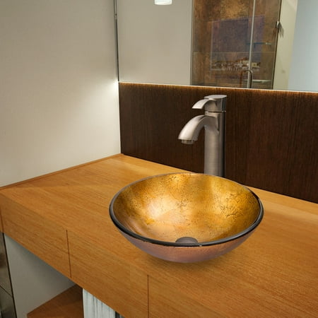 VIGO Liquid Gold Glass Circular Vessel Bathroom