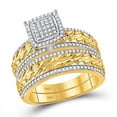 thumbnail image 5 of Solid 10K Yellow Gold His and Hers Trio Three Rings Set Real Natural Diamond Cluster Matching Rings Wedding Band Set 5/8 Carat ( .60 Cttw ) - (L = 7, M = 11), 5 of 6