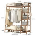 thumbnail image 3 of Colourtree Bamboo 51" W Garment Rack with Hanging Rod Storage Shelves and Bag，Yellow, 3 of 6