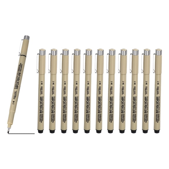 Fineliner Pens, 12 Pcs 2 2mm Fineliner Marker Black Waterproof Ink Archival Drawing Pens Art Supplies Set for Sketching