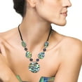 thumbnail image 2 of AeraVida Ocean Elegance Round Abalone Shell and Black Pearls Velvet Fabric Necklace, 2 of 4