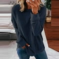 thumbnail image 2 of Womens Color Block Printed Sweatshirts Crewneck Pullover Shirts Long Sleeve Boluse Tops Side Split 2022 Trendy Winter Clothes, 2 of 3