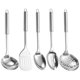 thumbnail image 1 of Juego de 5 utensilios de cocina de acero inoxidable, resistentes al calor, antiadherentes, cucharas y espátulas con orificio para colgar y mango ergonómico., 1 of 7