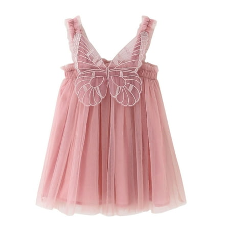 

16Y Baby Dresses Birthday Casual Party Layered Dresses Tutu Summer Butterflywings Tulle Toddler Beach Girls Kids Sleeveless Lace Princess Beach Dress Girls Dresses