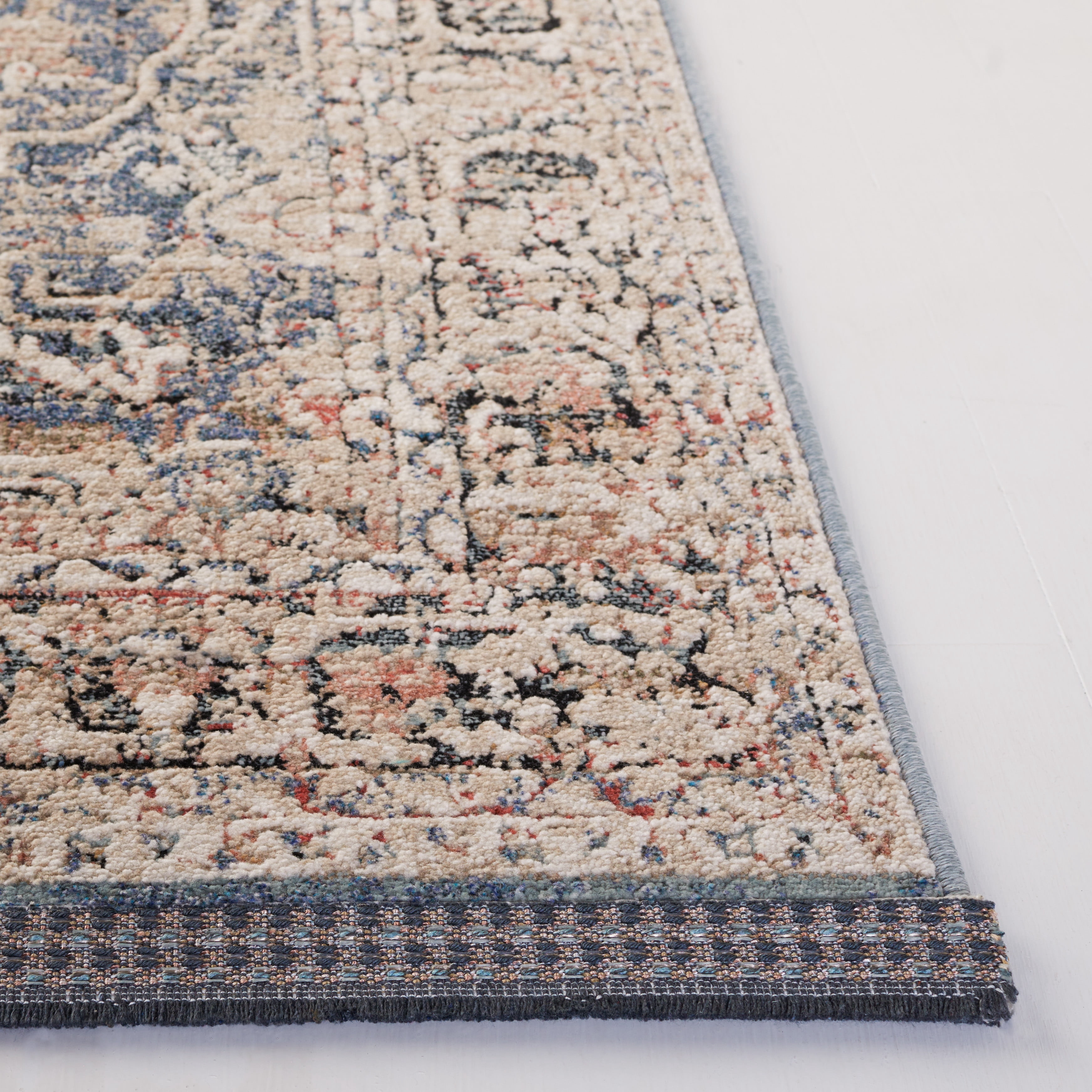 SAFAVIEH Vivaldi Zoolander Medallion Area Rug, Blue/Rust, 6'7" x 6'7" Square