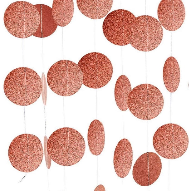 Suministros de fiesta de oro rosa con purpurina y puntos de papel colgantes, paquete de 4, 65 pies para despedida de soltera, boda, decoración de fiesta de cumpleaños