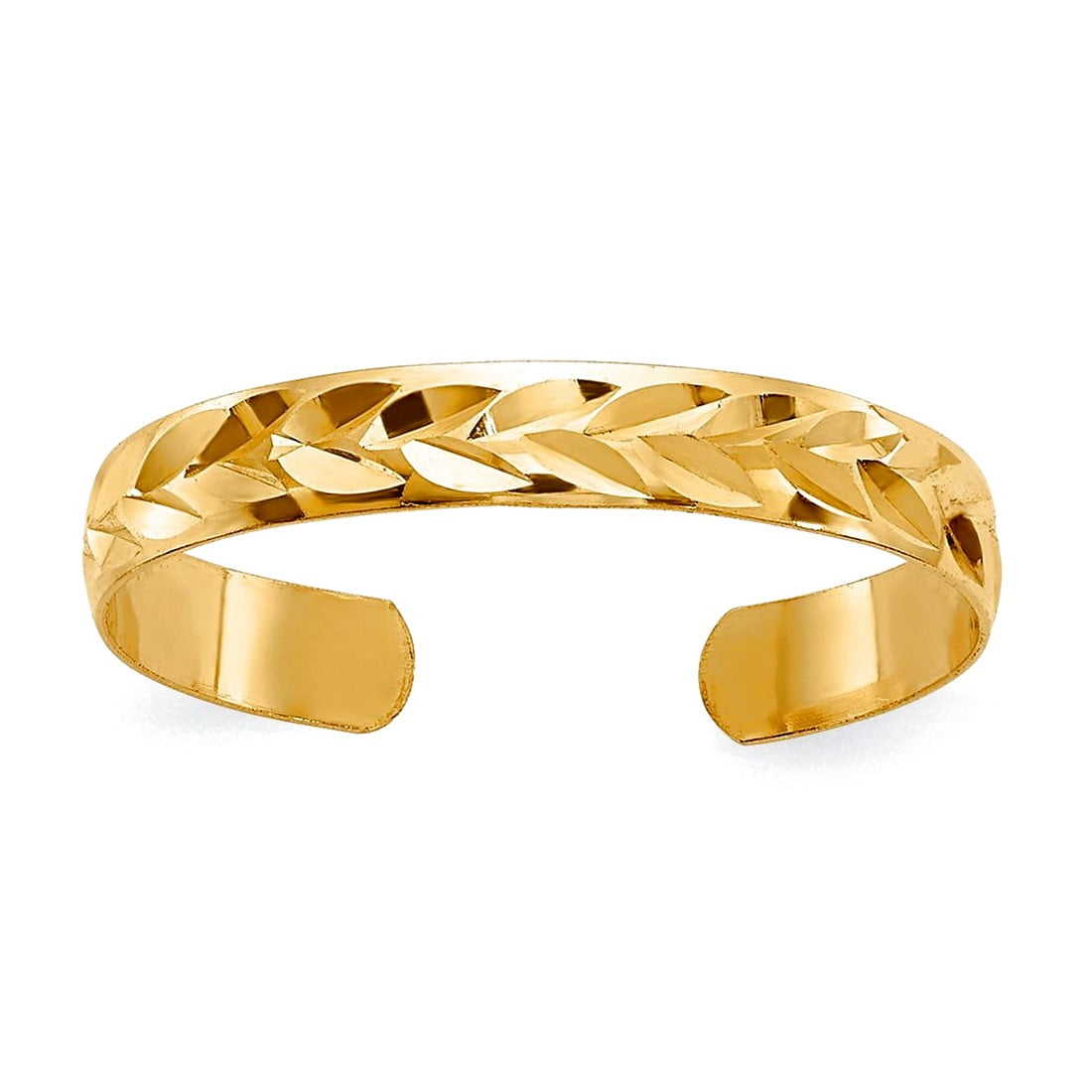 2mm 10k Solid Yellow Gold Sparkle-Cut toe ring toe ring for Women - .4 Grams