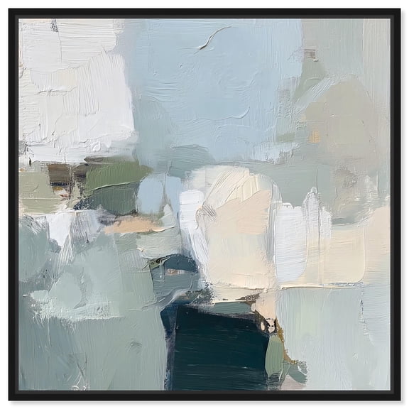 Seafoam and Sand I Canvas Boho Minimalist by Art Remedy, Black Frame, 12 x 12