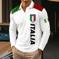 thumbnail image 2 of Rggeeun Mens Polo Shirts Male Long Sleeve Shirt For Slim Fit With Print Design For Fall Winter Tops Classic, 2 of 4