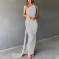 thumbnail image 2 of Kilaqueen Wedding Guest Dresses for Women One Shoulder Sleeveless Corset Pleated Backless Maxi Dress for Elegant Party Cocktail, 2 of 7